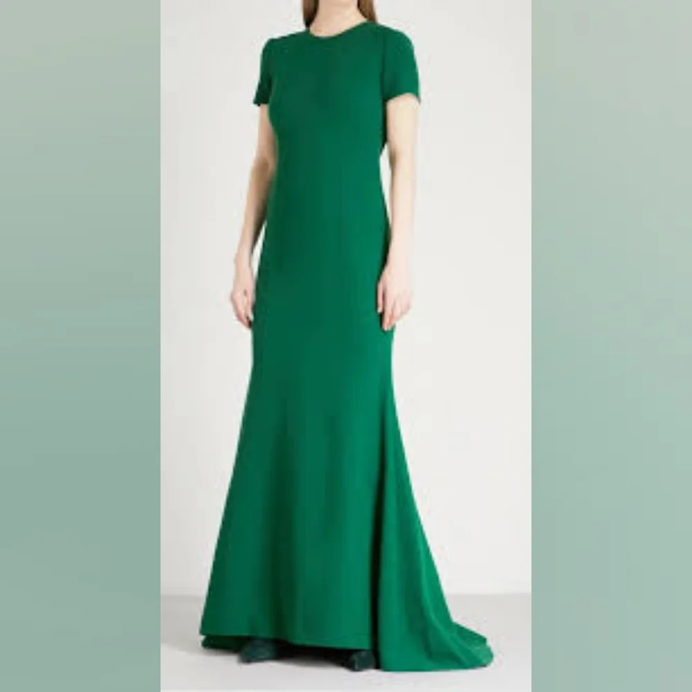 $3,690 NEW OSCAR DE LA RENTA GREEN VIRGIN WOOL RUNWAY DRESS 8